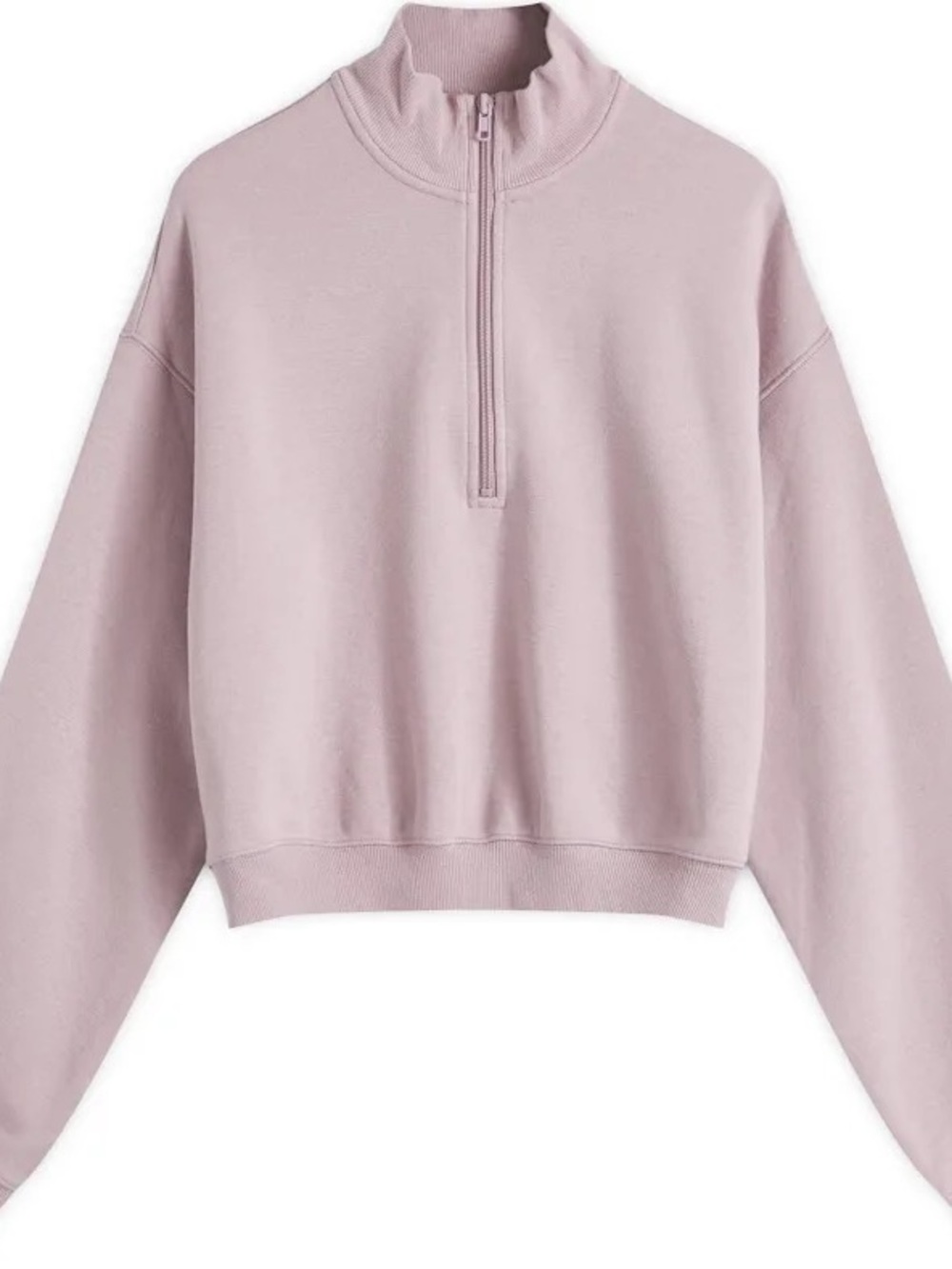 SKIMS Cropped Half-Zip Mock Neck Sweatshirt - Dusty Pink